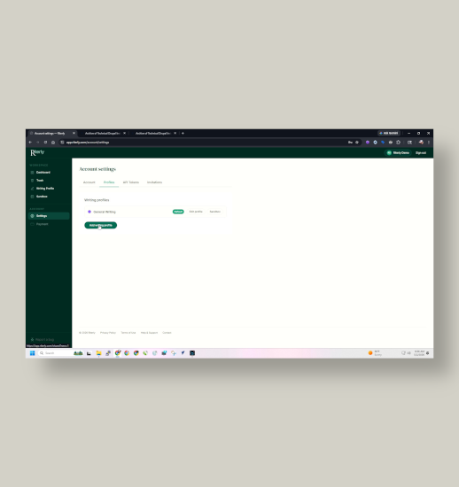 Riterly Account Dashboard
